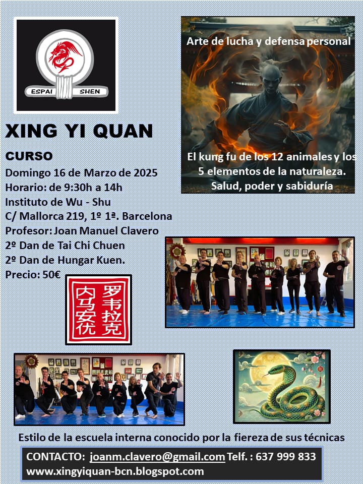 cartel curso xing yi barcelona marzo